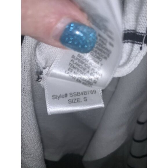 BCBGMAXAZRIA WOMEN'S STRIPED CARDIWRAP SWEATER NAVYSTRIPE S BUTTON SLEEVE NWT - Picture 6 of 11